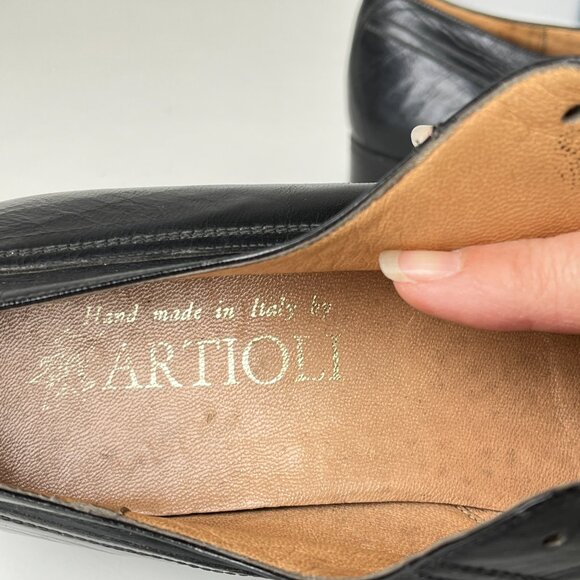 Vintage Men\'s Artioli Italian Leather Black Lace Up Derby Dress Shoes 11.5 B main image 7